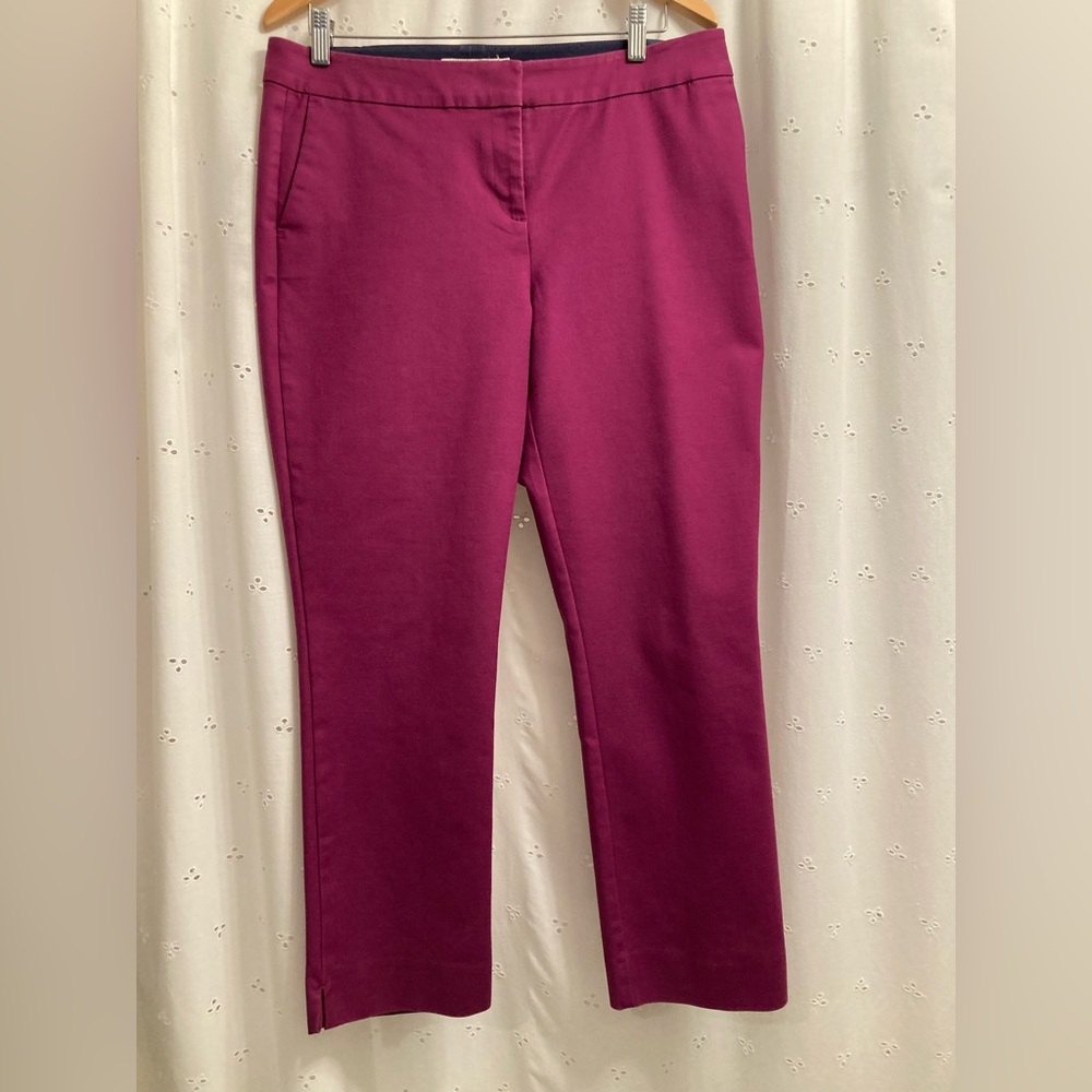 Boden Richmond 7/8-length fuchsia/purple pants, size 10, pockets, cotton stretch